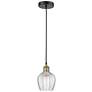 Norfolk 5.75" Wide Black Brass Corded Mini Pendant With Clear Shade