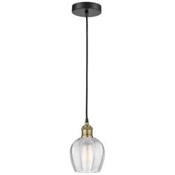Norfolk 5.75&quot; Wide Black Brass Corded Mini Pendant With Clear Shade