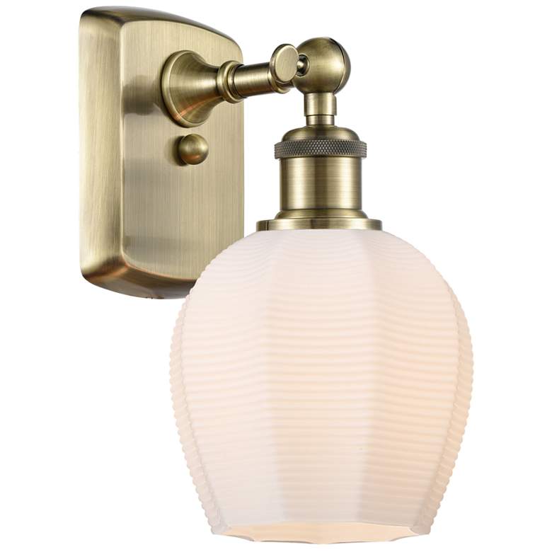 Image 1 Norfolk 6 inch Antique Brass Sconce w/ Matte White Shade