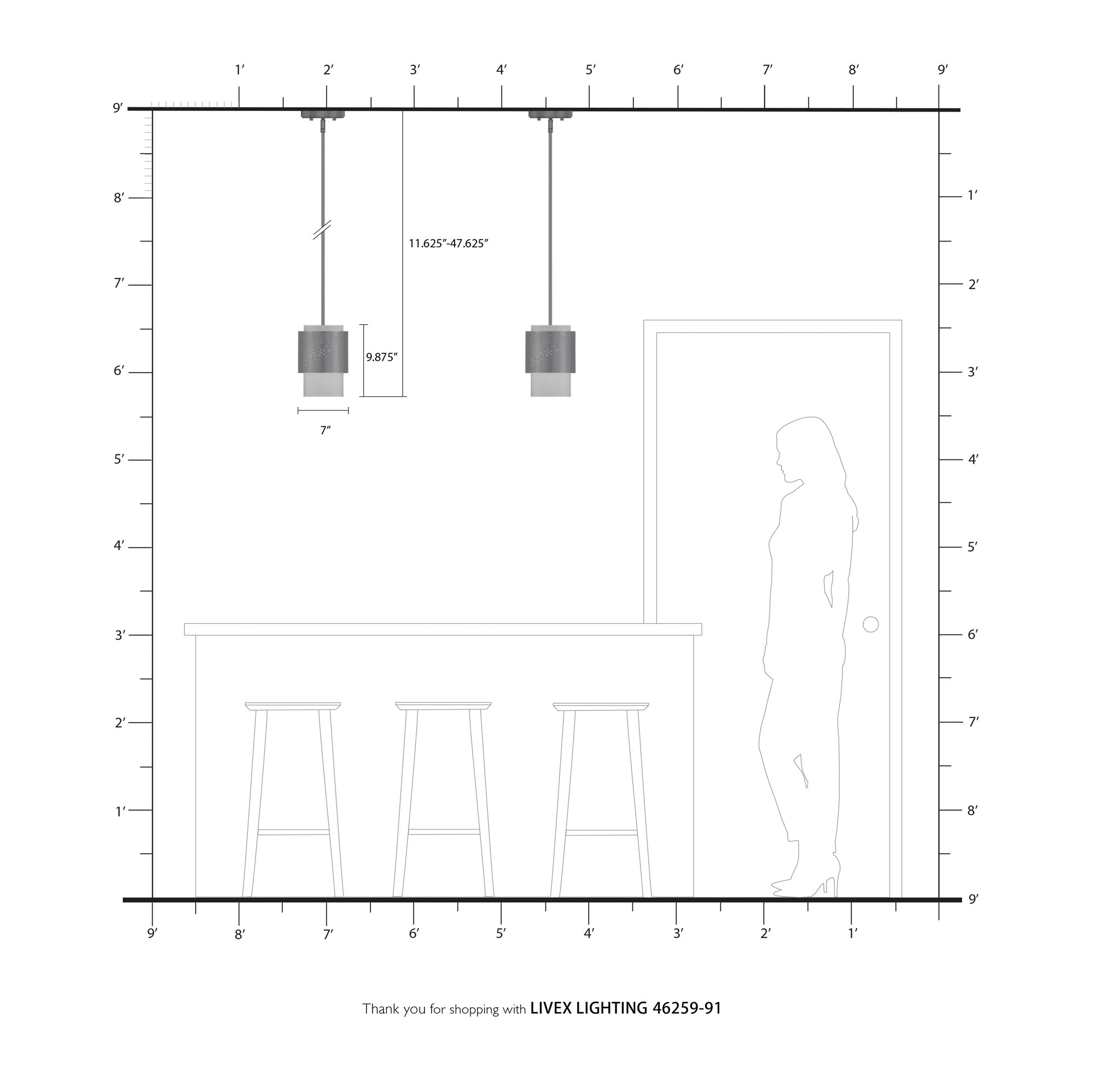 Noria 1 Light Brushed Nickel Pendant