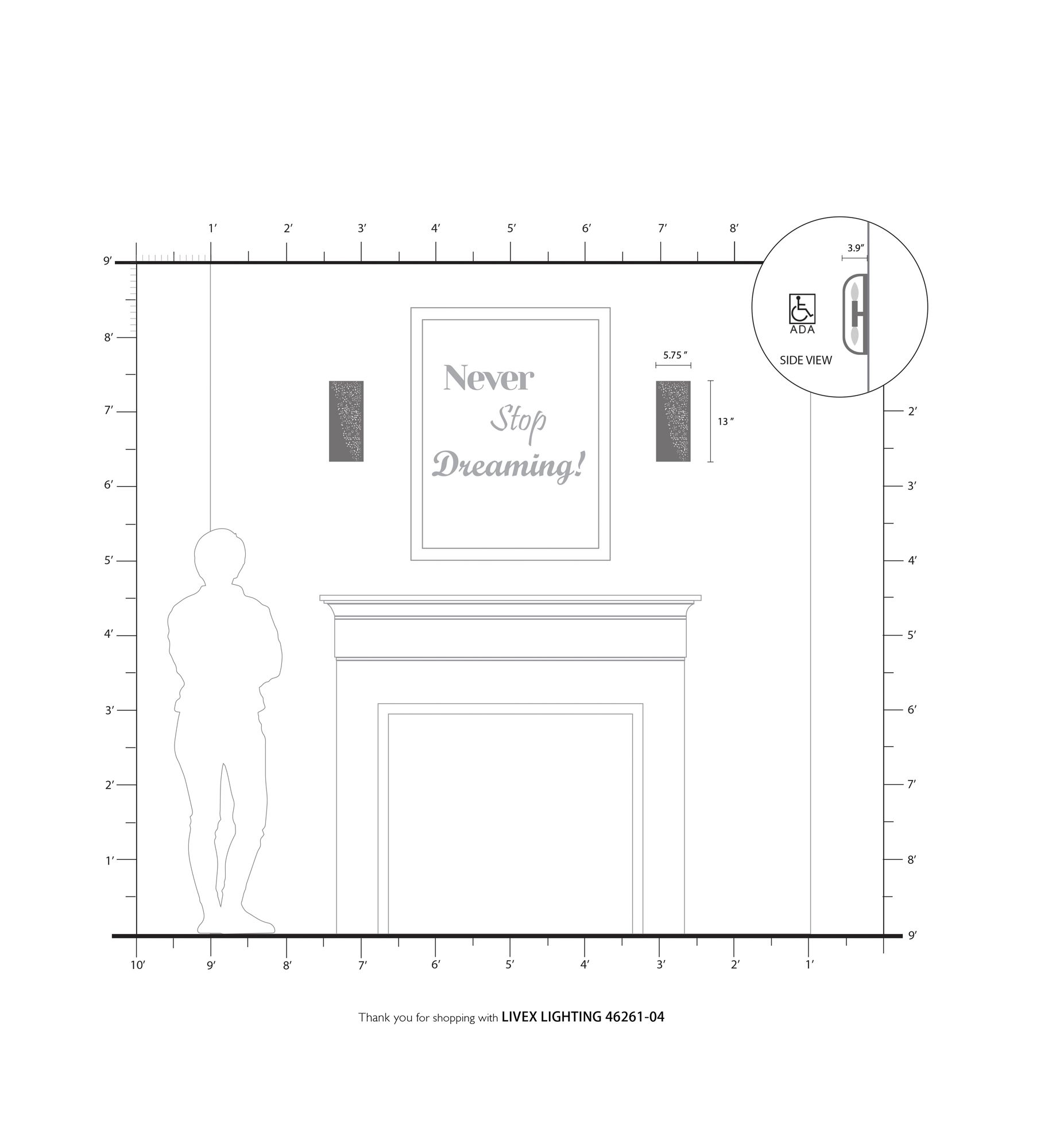 Noria 2 Light Black ADA Vanity Sconce