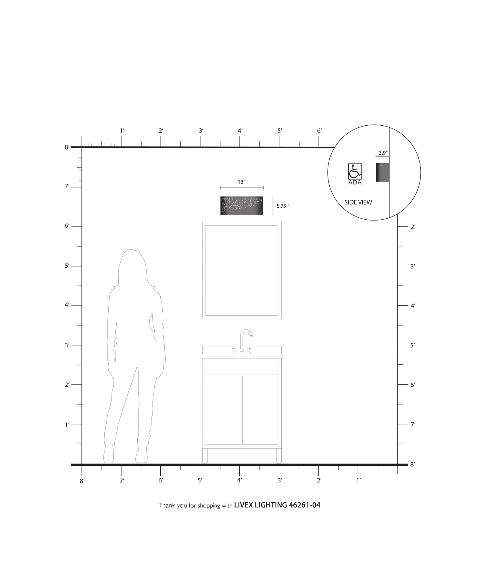 Noria 2 Light Black ADA Vanity Sconce