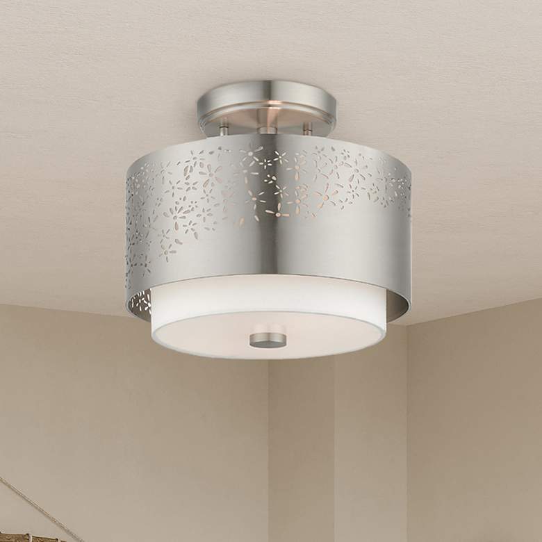 Image 1 Noria 2 Light Brushed Nickel Semi Flush
