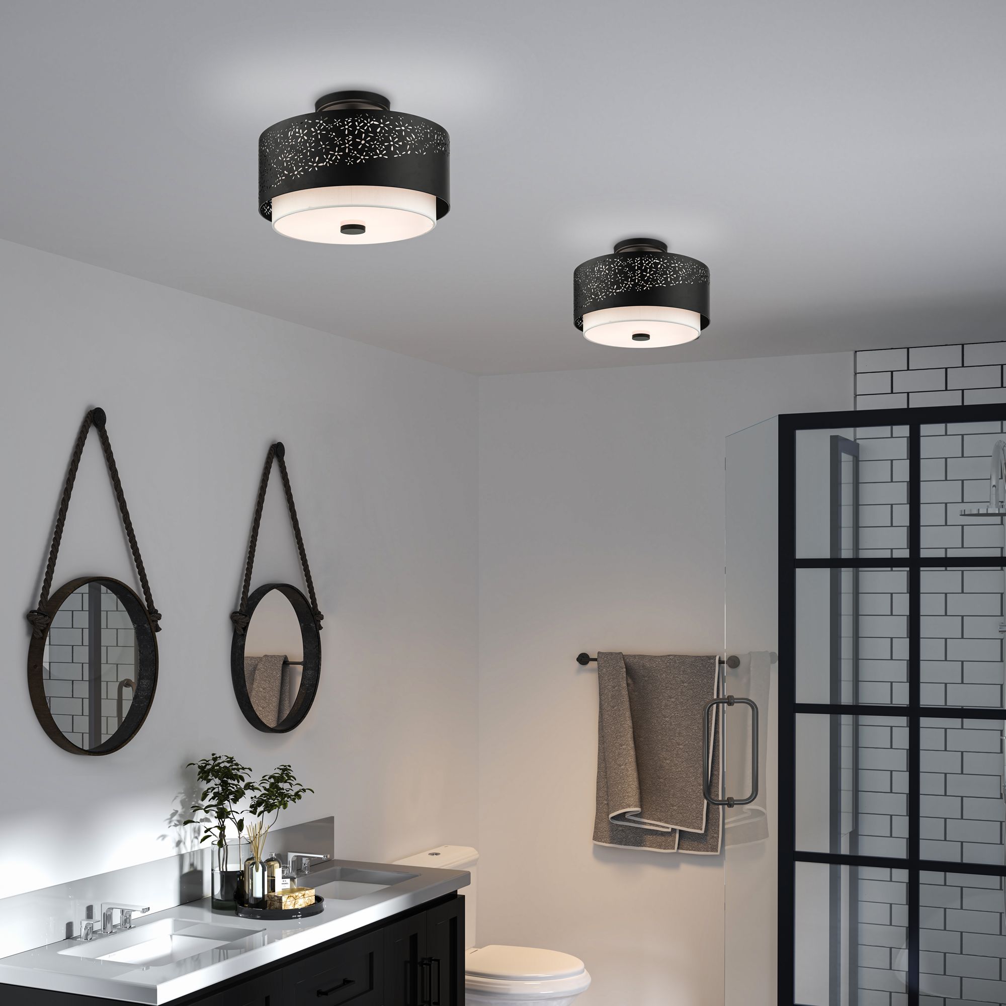Noria 3 Light Black Semi Flush