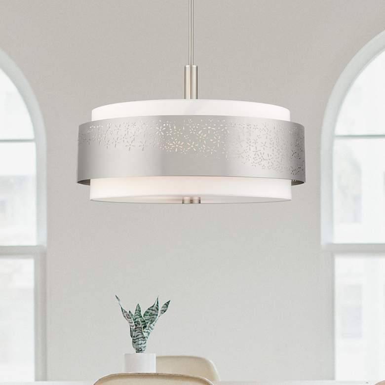 Image 1 Noria 5 Light Brushed Nickel Chandelier