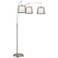 Norlan Brushed Nickel 3-Light Arc Floor Lamp w/ Double Shade