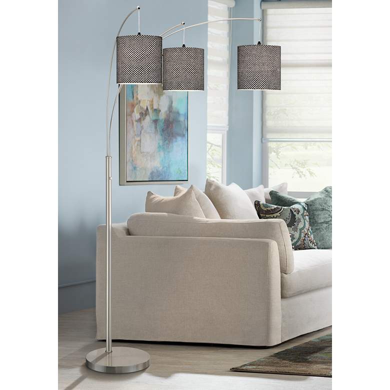 Image 1 Norlan Brushed Nickel 3-Light Arc Floor Lamp
