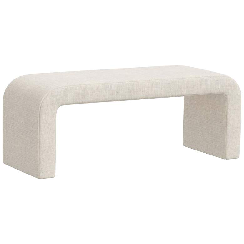 Image 1 Norm 50 inch Wide Linen Talc Fabric Modern Bench