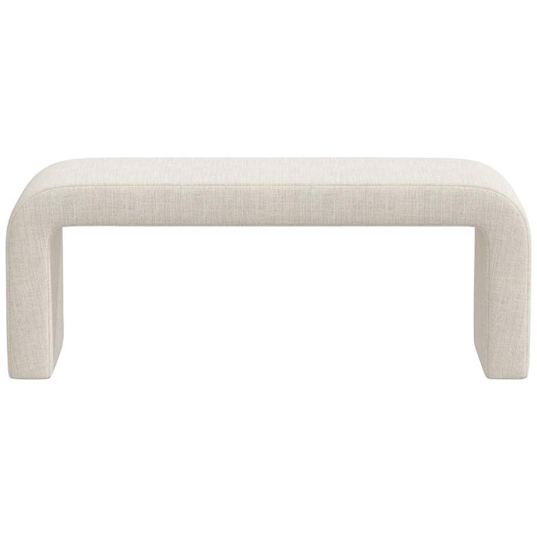 Image 4 Norm 50 inch Wide Linen Talc Fabric Modern Bench more views