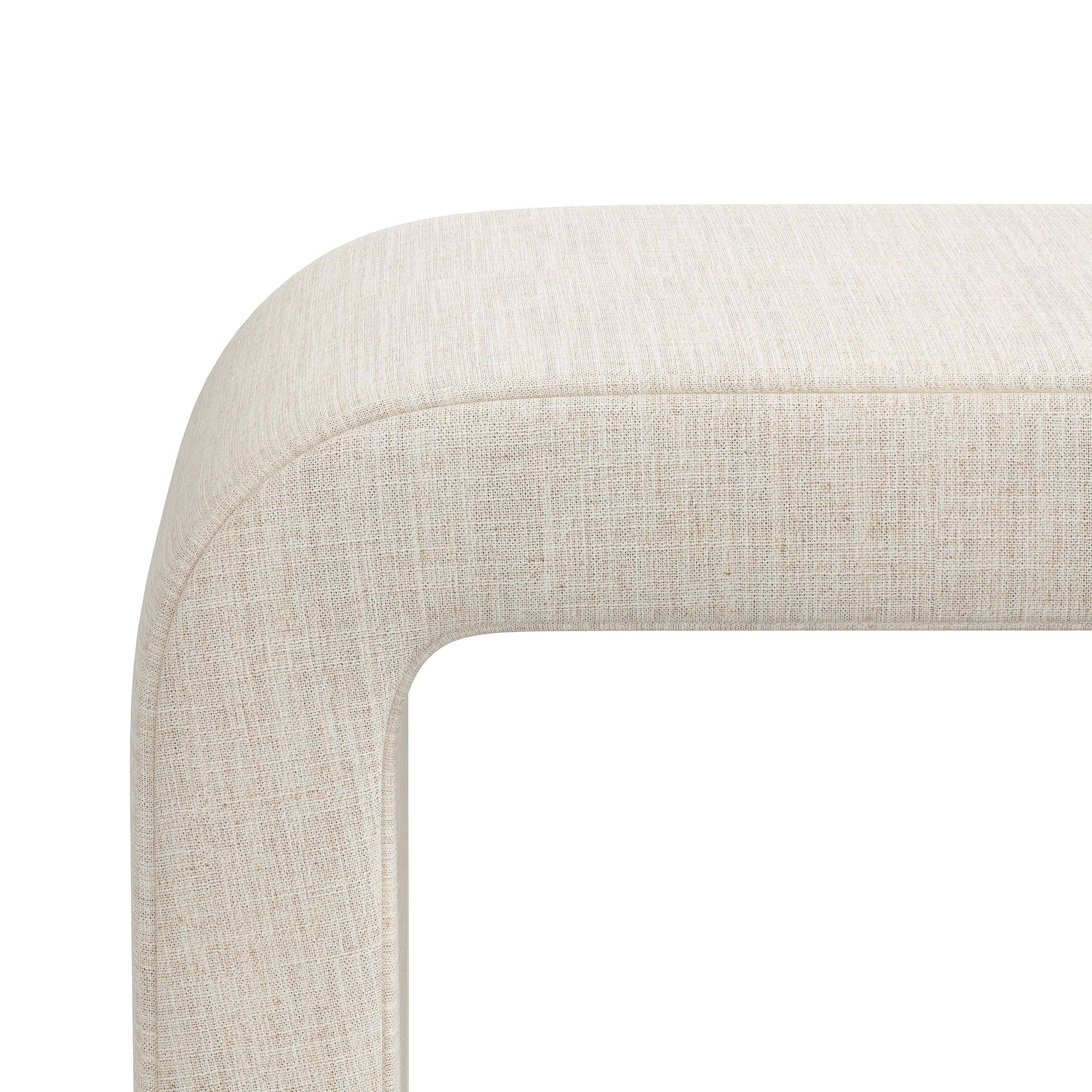 Image 2 Norm 50" Wide Linen Talc Fabric Modern Bench - Made to Order more views