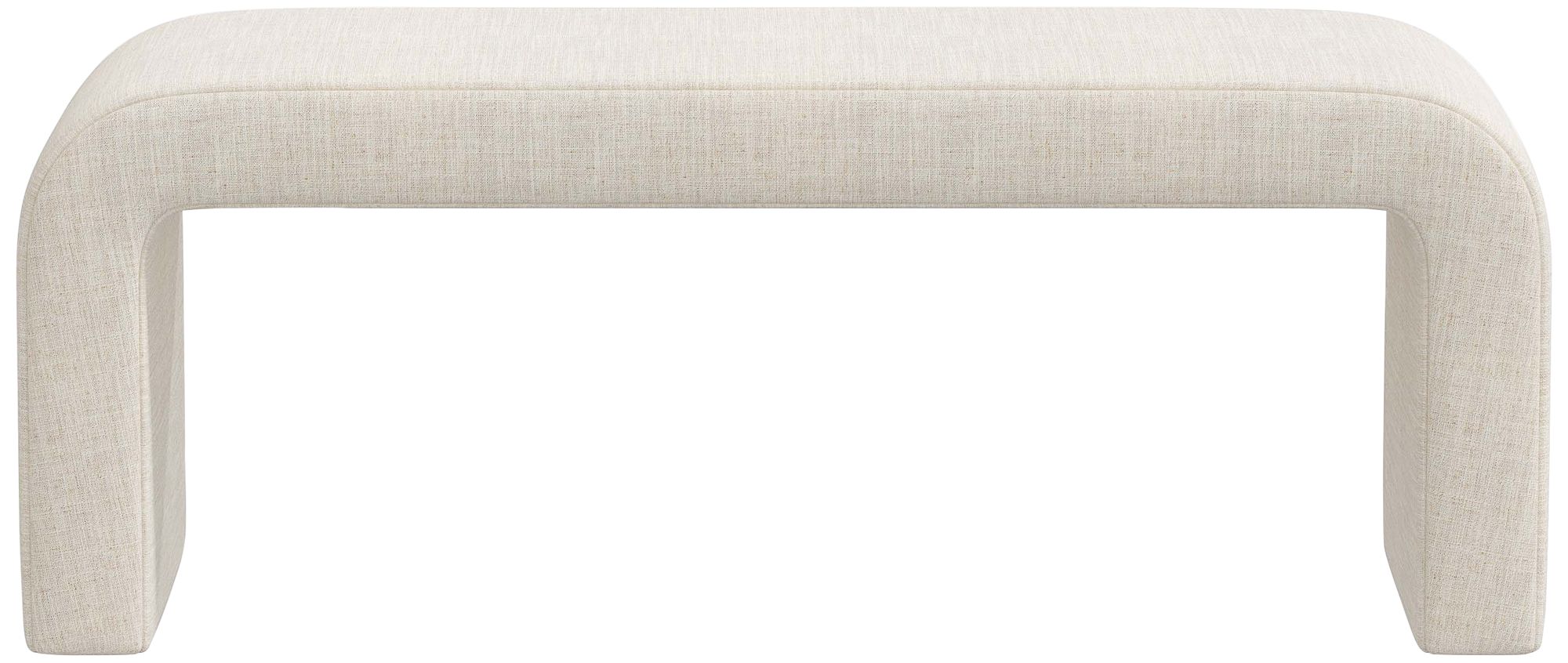 Image 4 Norm 50" Wide Linen Talc Fabric Modern Bench - Made to Order more views