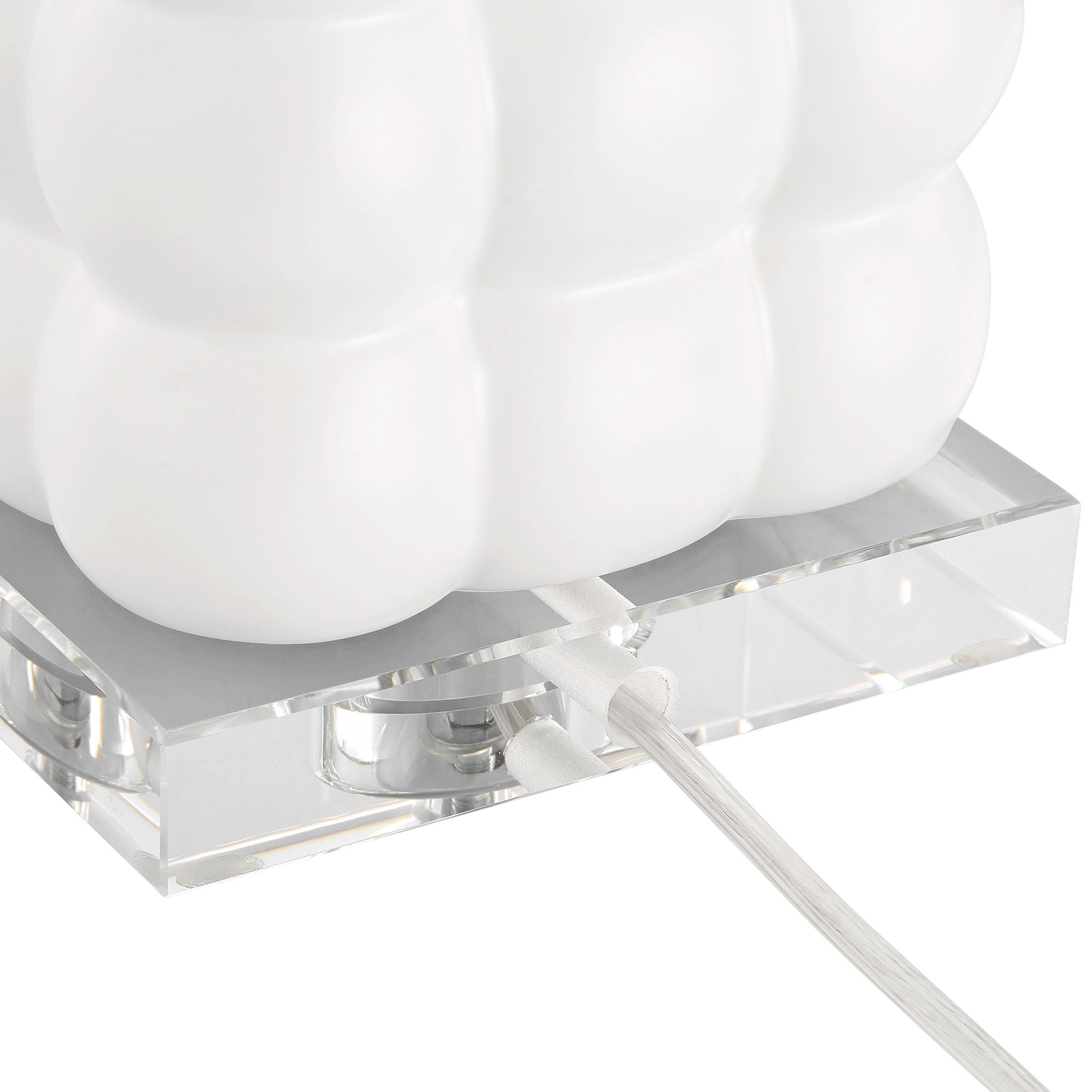 Watch A Video About the 360 Lighting Carrie Textured Bubble White Ceramic Table Lamp