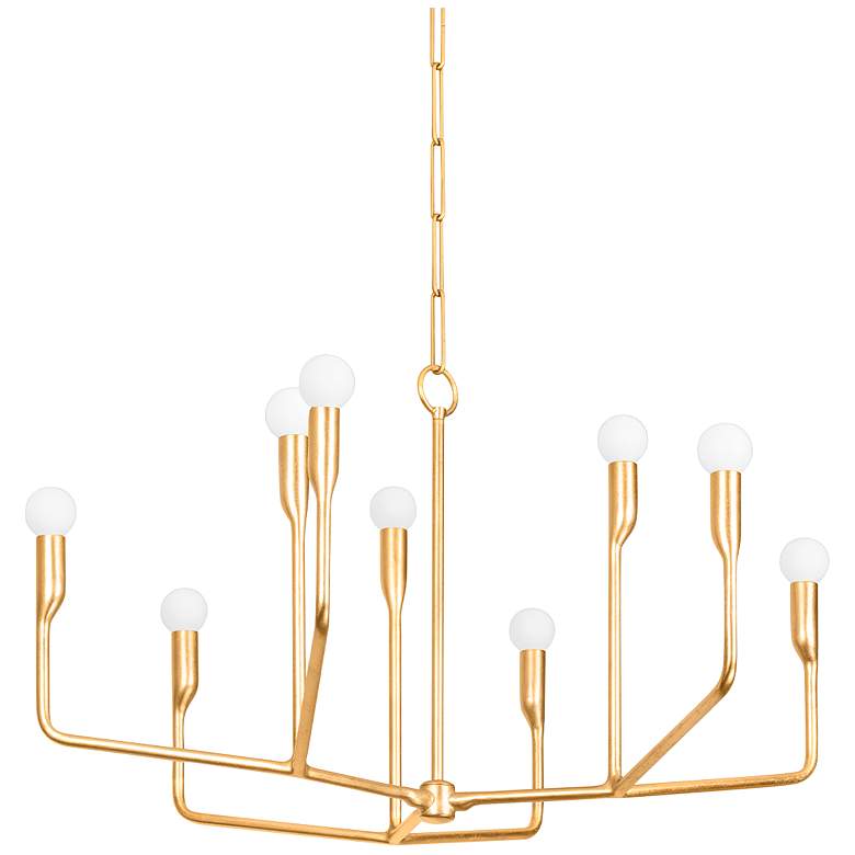 Image 2 Norman 32" Wide Vintage Gold Leaf 9-Light Chandelier