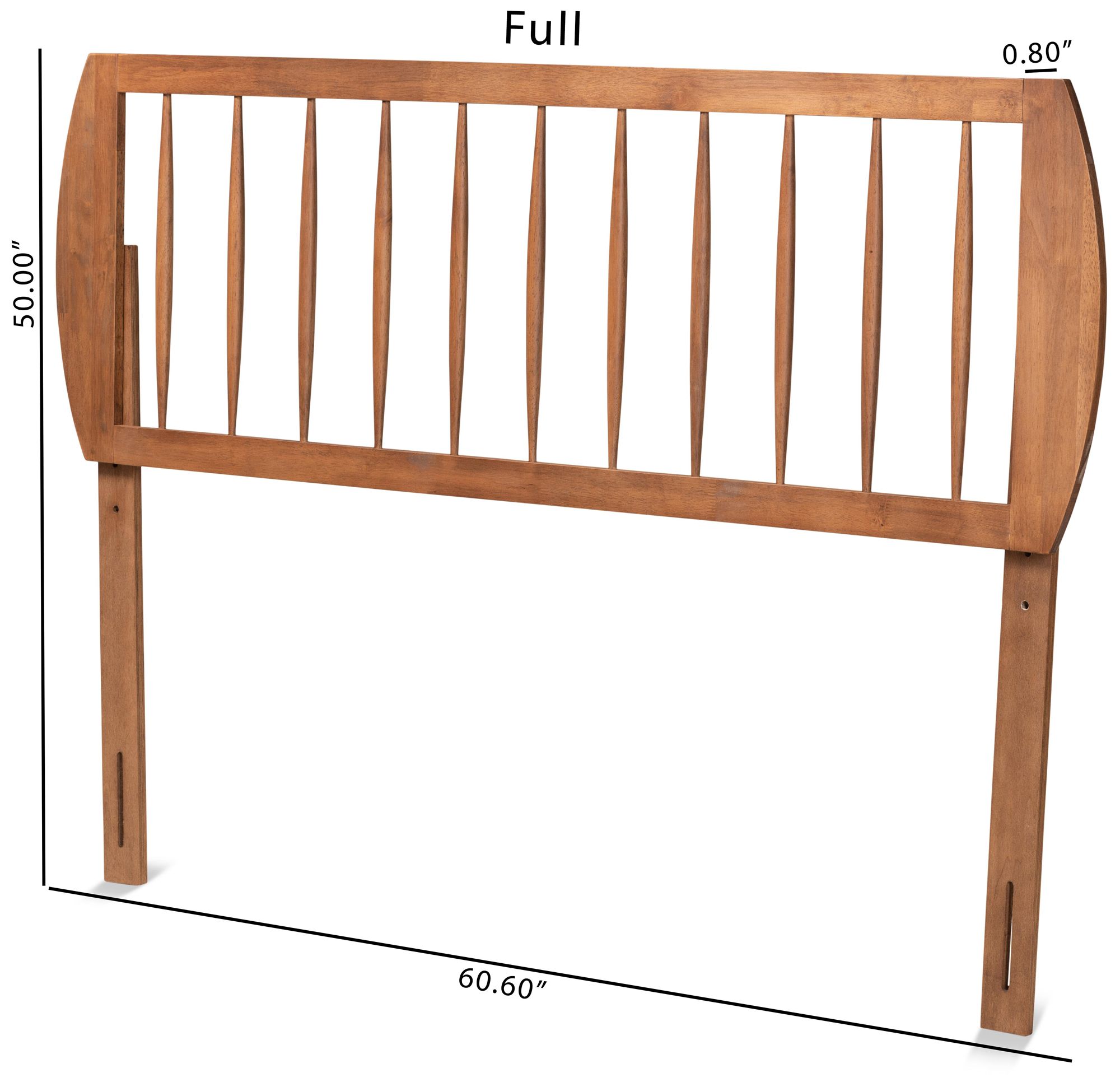 Norman Ash Walnut Rubberwood Open Slat Full Headboard