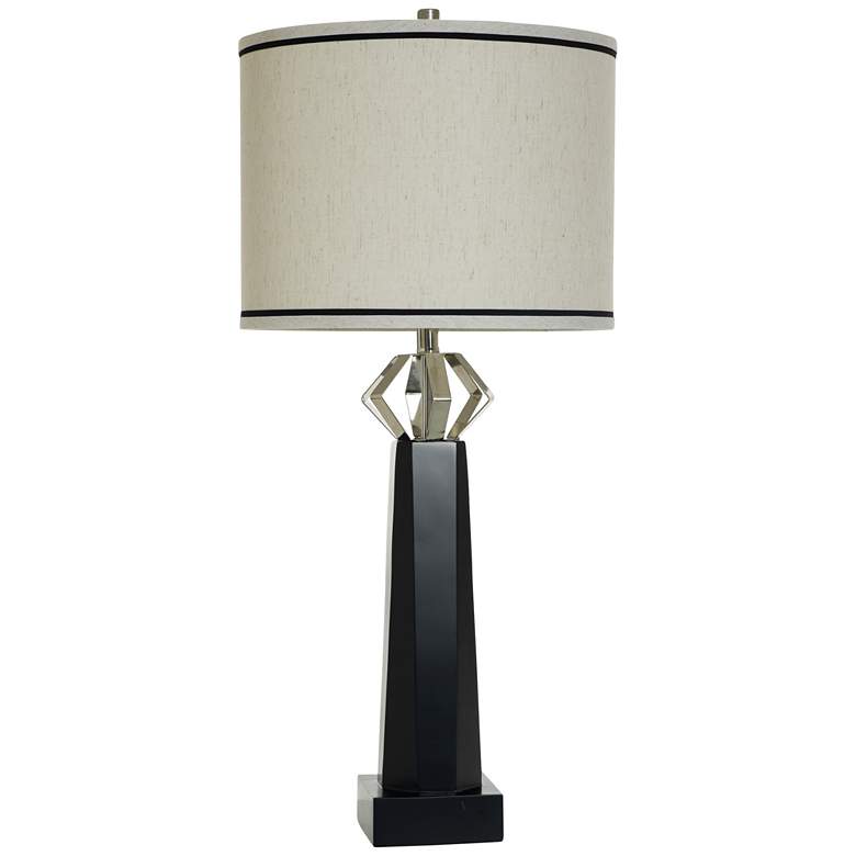 Image 1 Norman Wyatt Hom Icon 35.25"H Black And Silver Table Lamp w/ Gray Shad