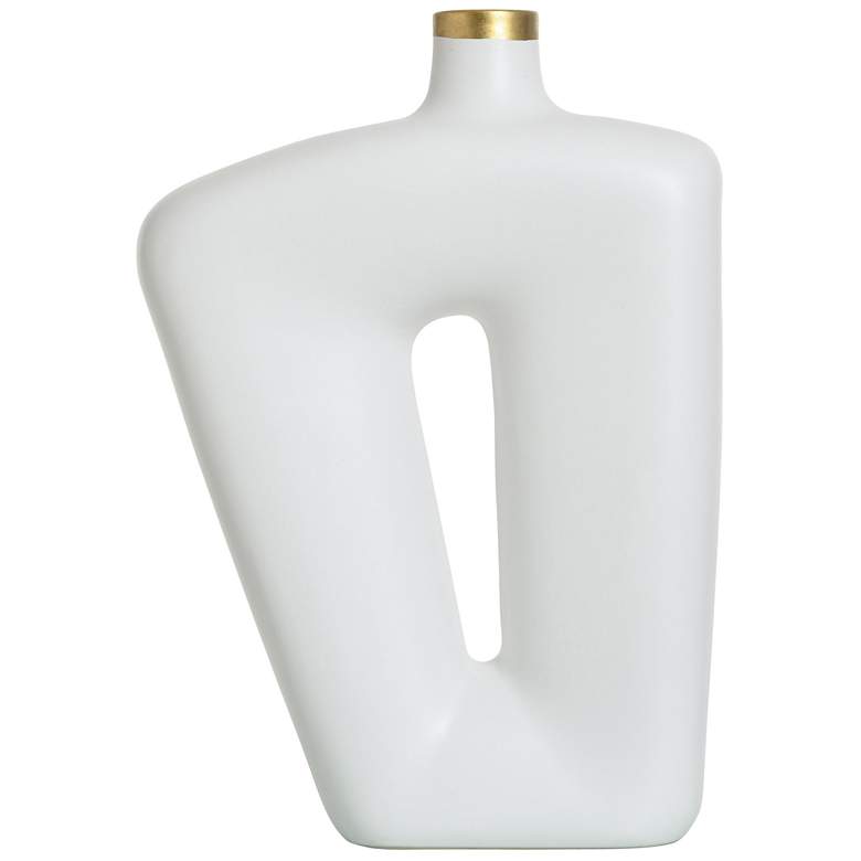Image 1 Norman Wyatt Home 19.5" High Metallic Gold Matte White Ceramic Vase