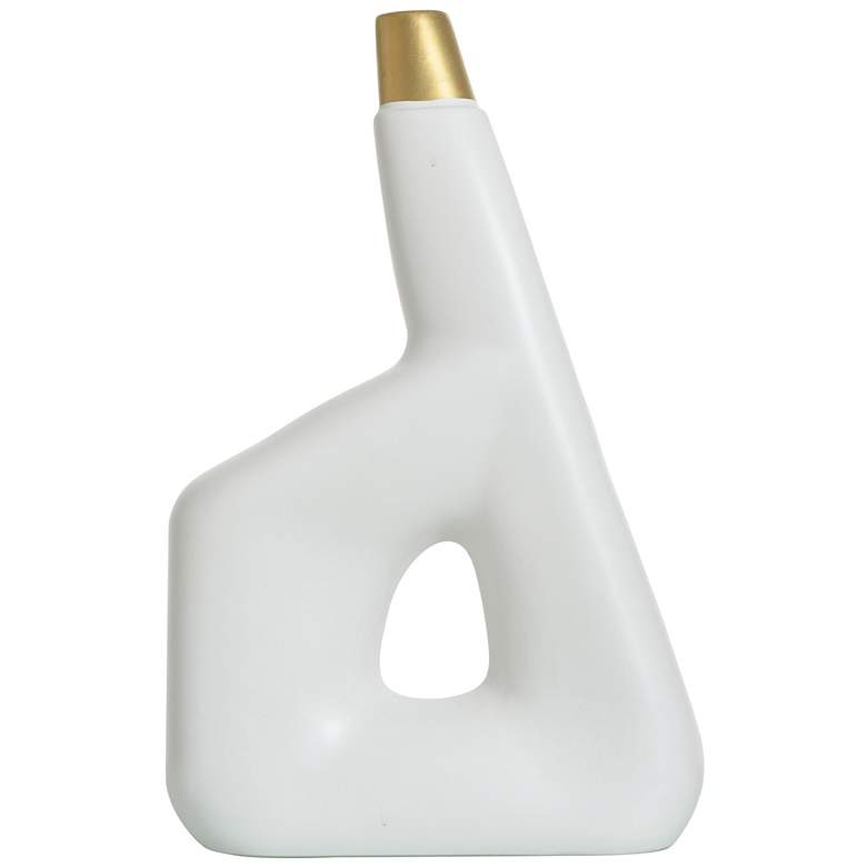 Image 1 Norman Wyatt Home 21.75" High Metallic Gold Matte White Ceramic Vase