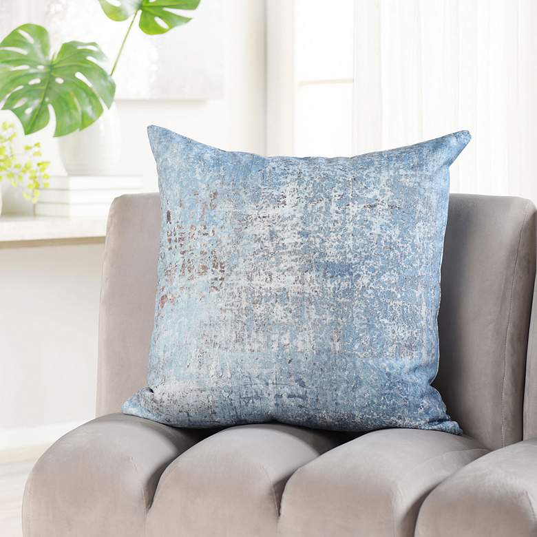 Image 1 Norman Wyatt Home 24" x 24" Distressed Blues Designer Down Filled