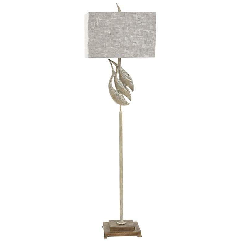 Image 1 Norman Wyatt Home 64.5" High Woodcut Egrets Rona Beige Floor Lamp