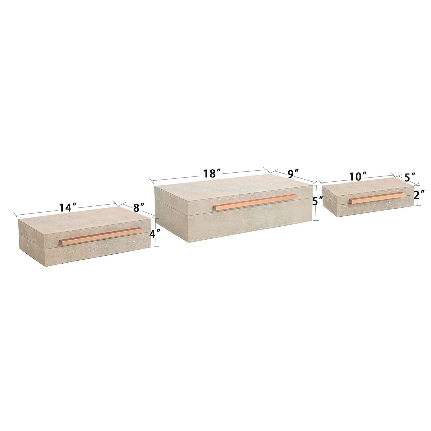 Norman Wyatt Home Camilla Neutral Leather Accessory Box Set of 3