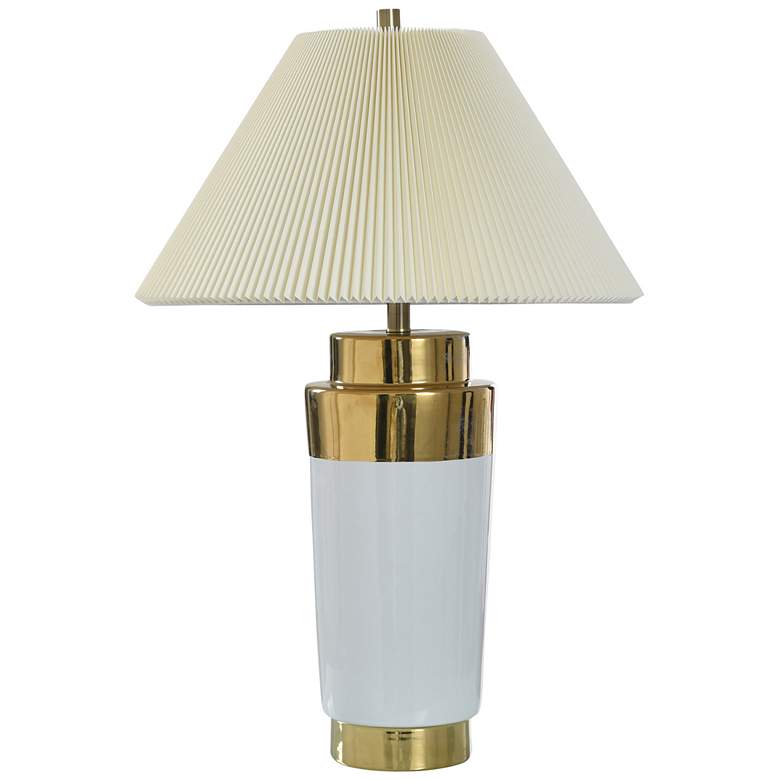Image 1 Norman Wyatt Home Dynasty 31.5"H White & Gold Table Lamp w/ White