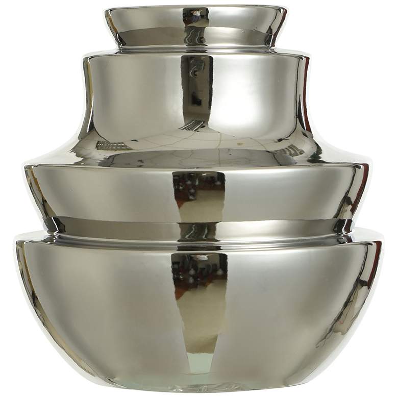 Image 1 Norman Wyatt Home Dynasty 9.75" High Plated Silver Ceramic Vase