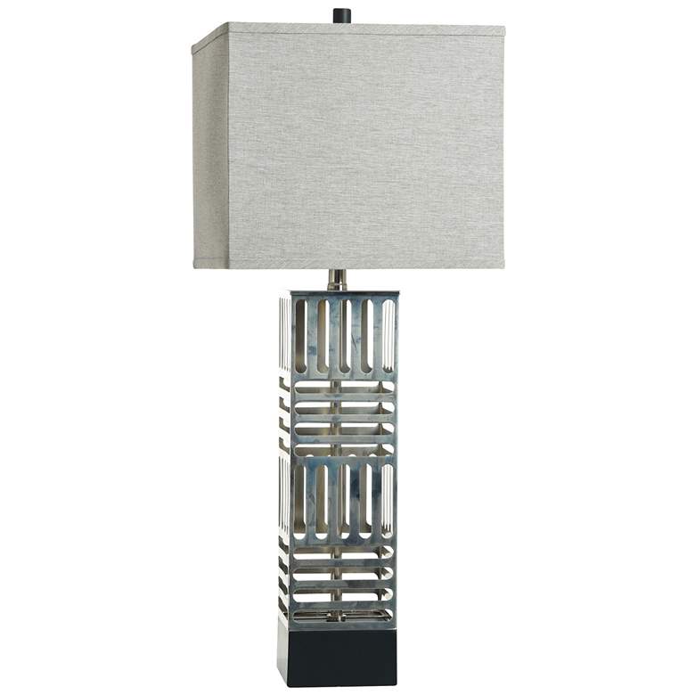 Image 1 Norman Wyatt Home Orion 34.75" High Silver Table Lamp With Gray Shade