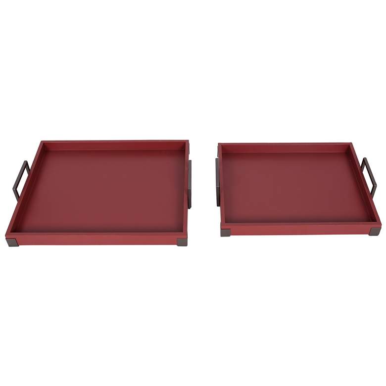 Image 1 Norman Wyatt Home Perry Red Wooden Tray Set of 2