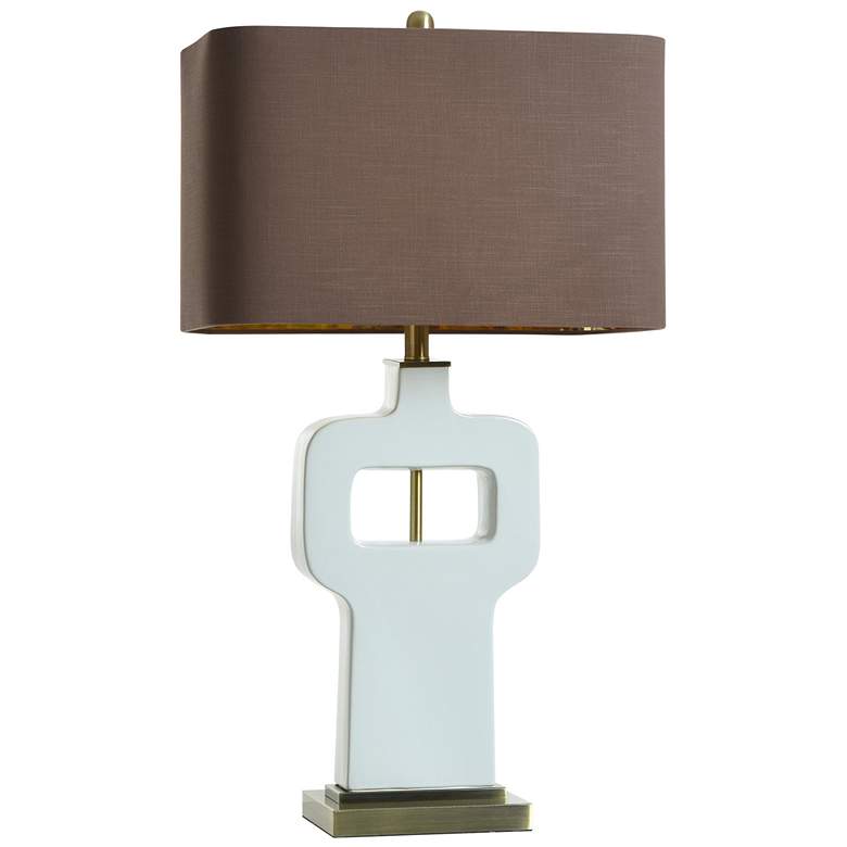 Image 1 Norman Wyatt Home Prelude 23.75"H White And Brass Ceramic Table Lamp