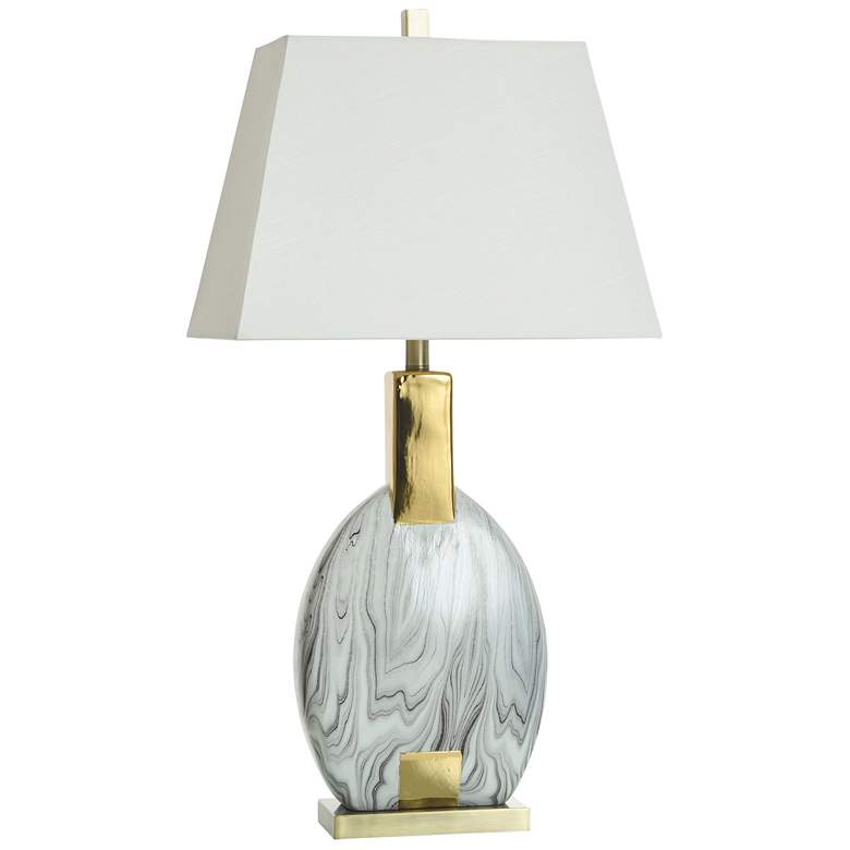 Image 1 Norman Wyatt Home Quarry 32.5" High Faux Marble And Gold Table Lamp
