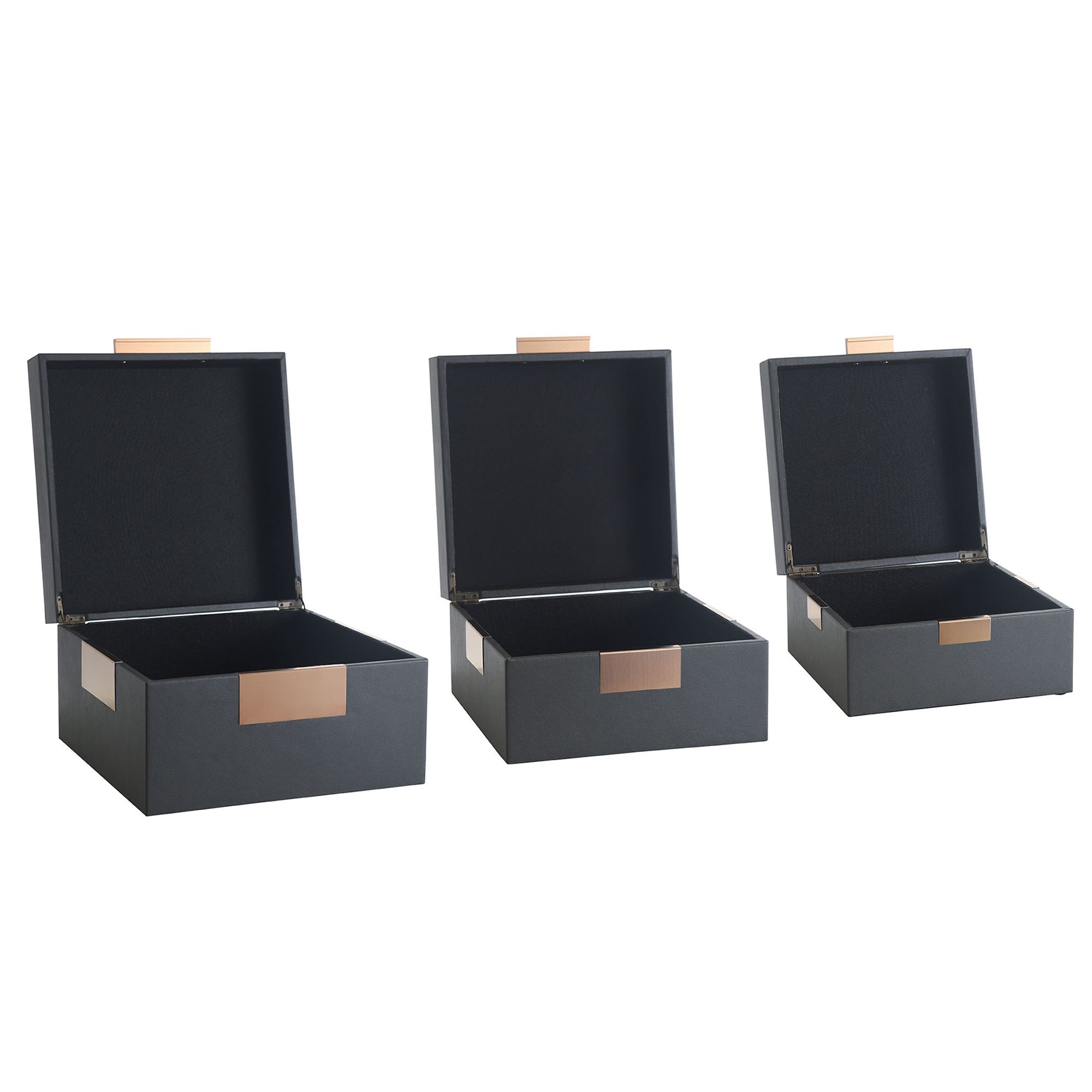 Image 3 Norman Wyatt John Dark Smoke Leather And Bronze Accessory Box Set of 3 more views
