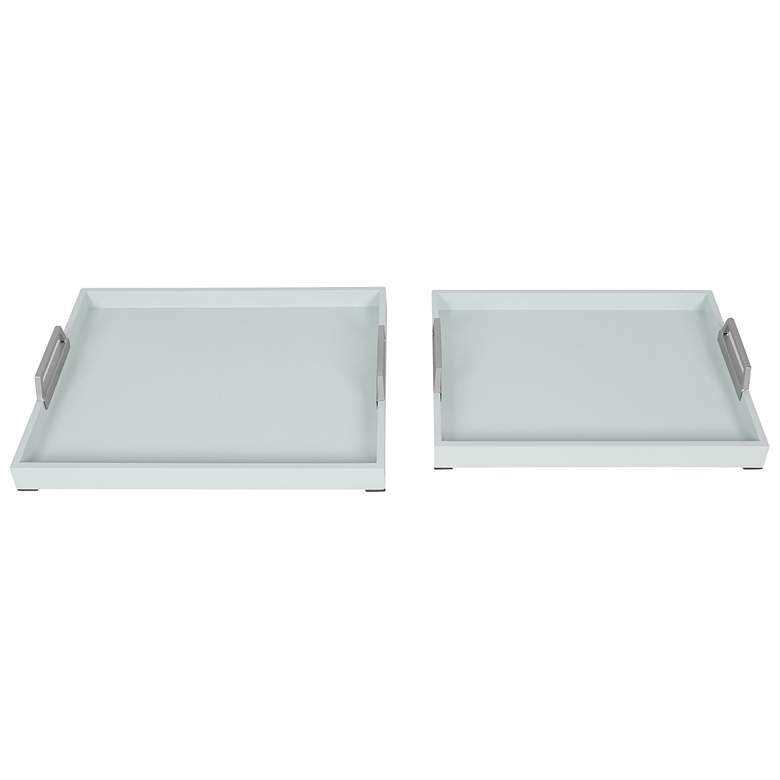 Image 1 Norman Wyatt Perry Home Whisper Blue Wooden Tray Set of 2