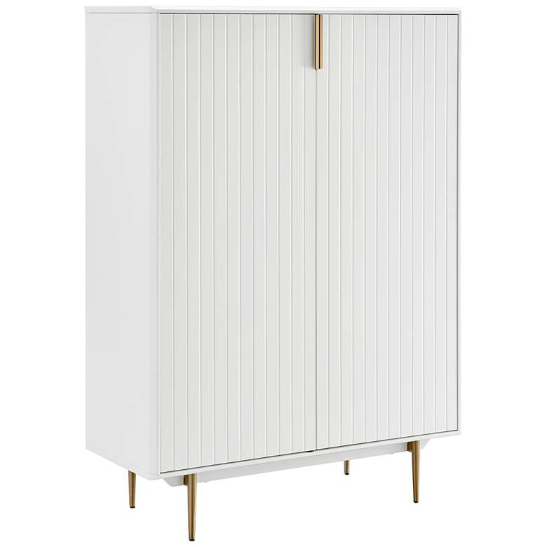 Image 1 Norna 39 1/2 inch Wide White Lacquered Wood 2-Door Cabinet