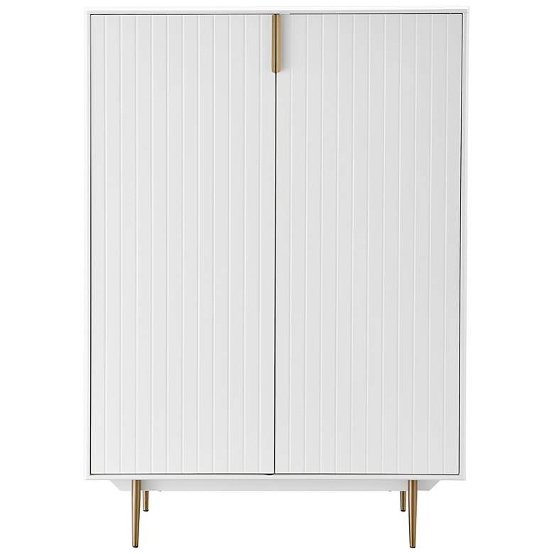 Image 3 Norna 39 1/2 inch Wide White Lacquered Wood 2-Door Cabinet more views