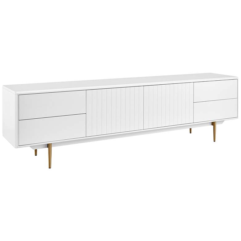 Image 1 Norna 78 1/2"W White Lacquered 2-Door 4-Drawer Media Stand