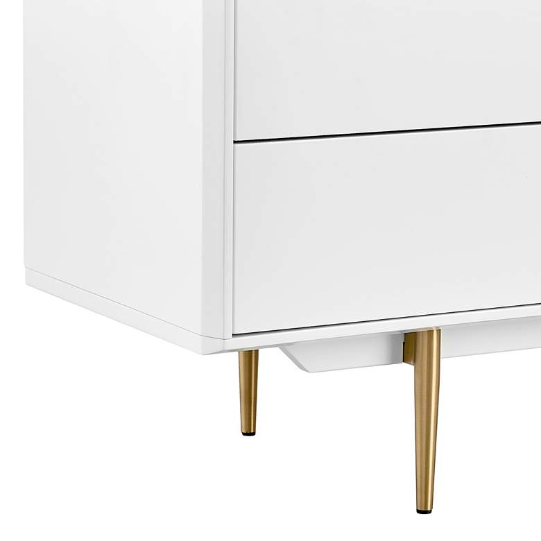 Image 4 Norna 78 1/2"W White Lacquered 2-Door 4-Drawer Media Stand more views