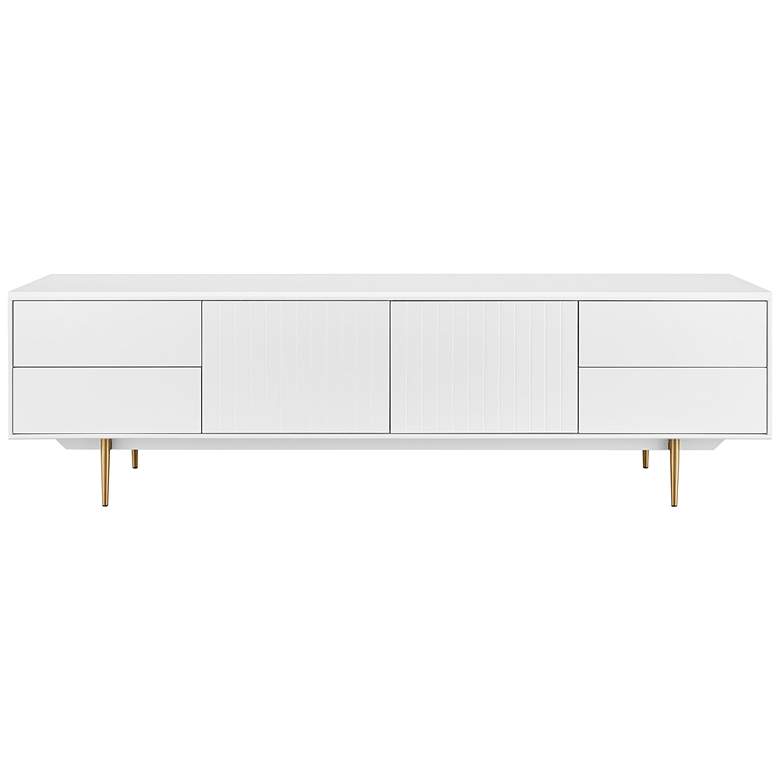 Image 7 Norna 78 1/2"W White Lacquered 2-Door 4-Drawer Media Stand more views
