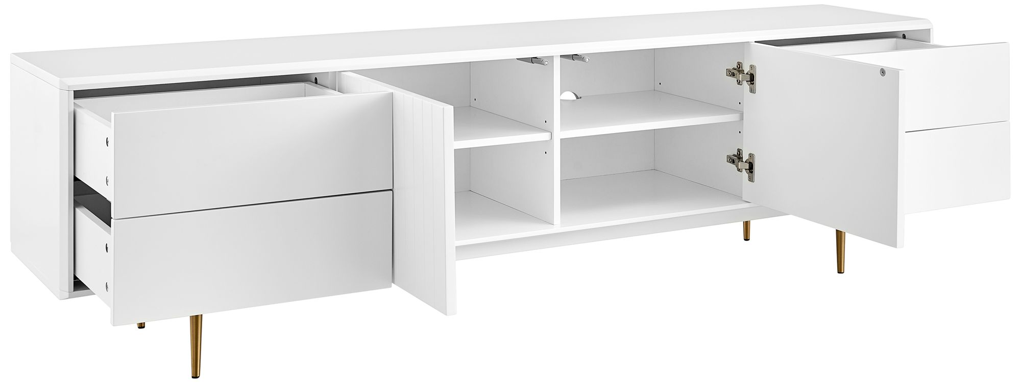 Norna 78 1/2"W White Lacquered 2-Door 4-Drawer Media Stand