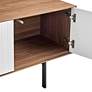 2_Norna 79" Wide American Walnut Wood 3-Door Media Stand more views