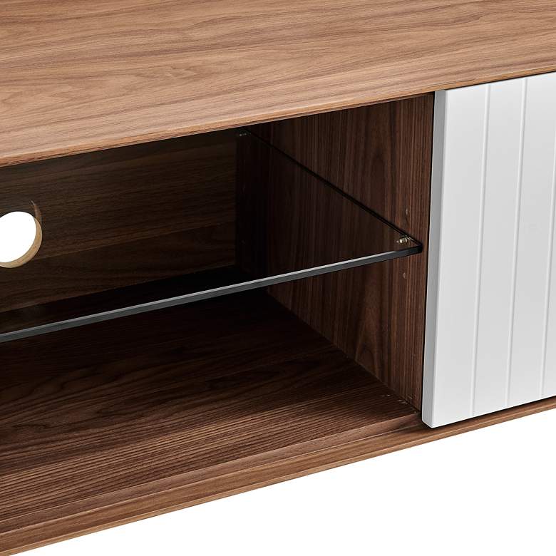 Image 3 Norna 79" Wide American Walnut Wood 3-Door Media Stand more views