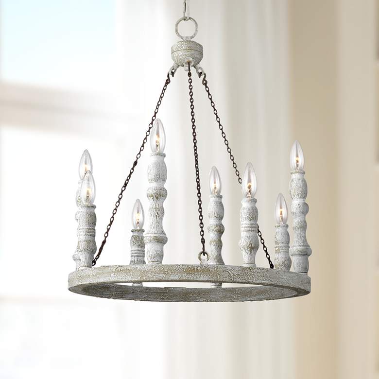 Image 1 Norridge 20 inch Wide 8-Light Distressed Fence Board Chandelier