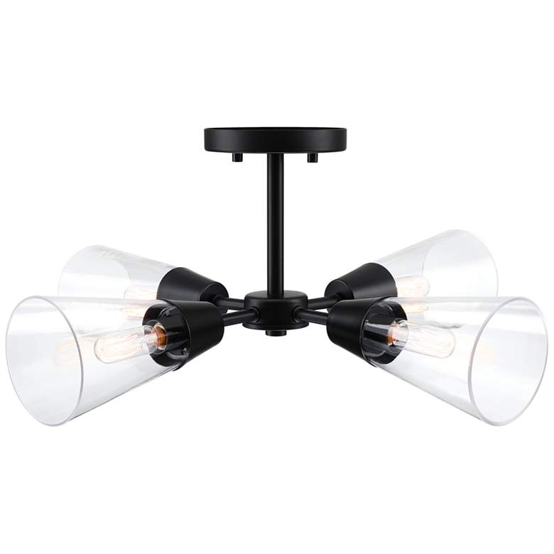Image 1 Norro 21 in. 4-Light Matte Black Modern Semi Flush Mount Light