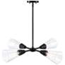 Norro 30 in. 4-Light Matte Black Modern Chandelier with Clear Glass Shades