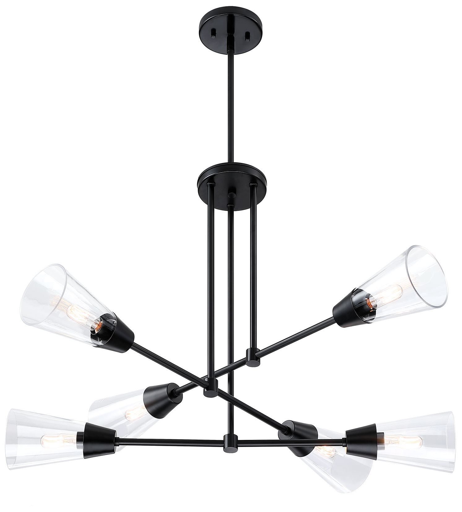 Image 5 Norro 33.5 in. 6-Light Matte Black Modern Pendant Light more views