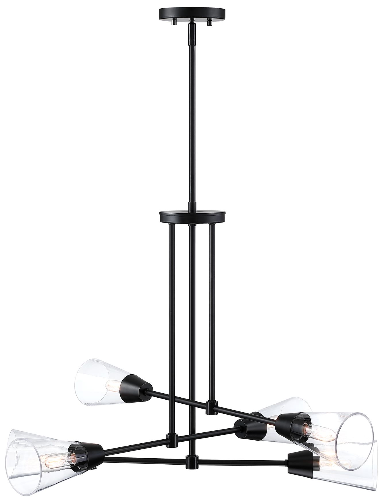 Image 6 Norro 33.5 in. 6-Light Matte Black Modern Pendant Light more views