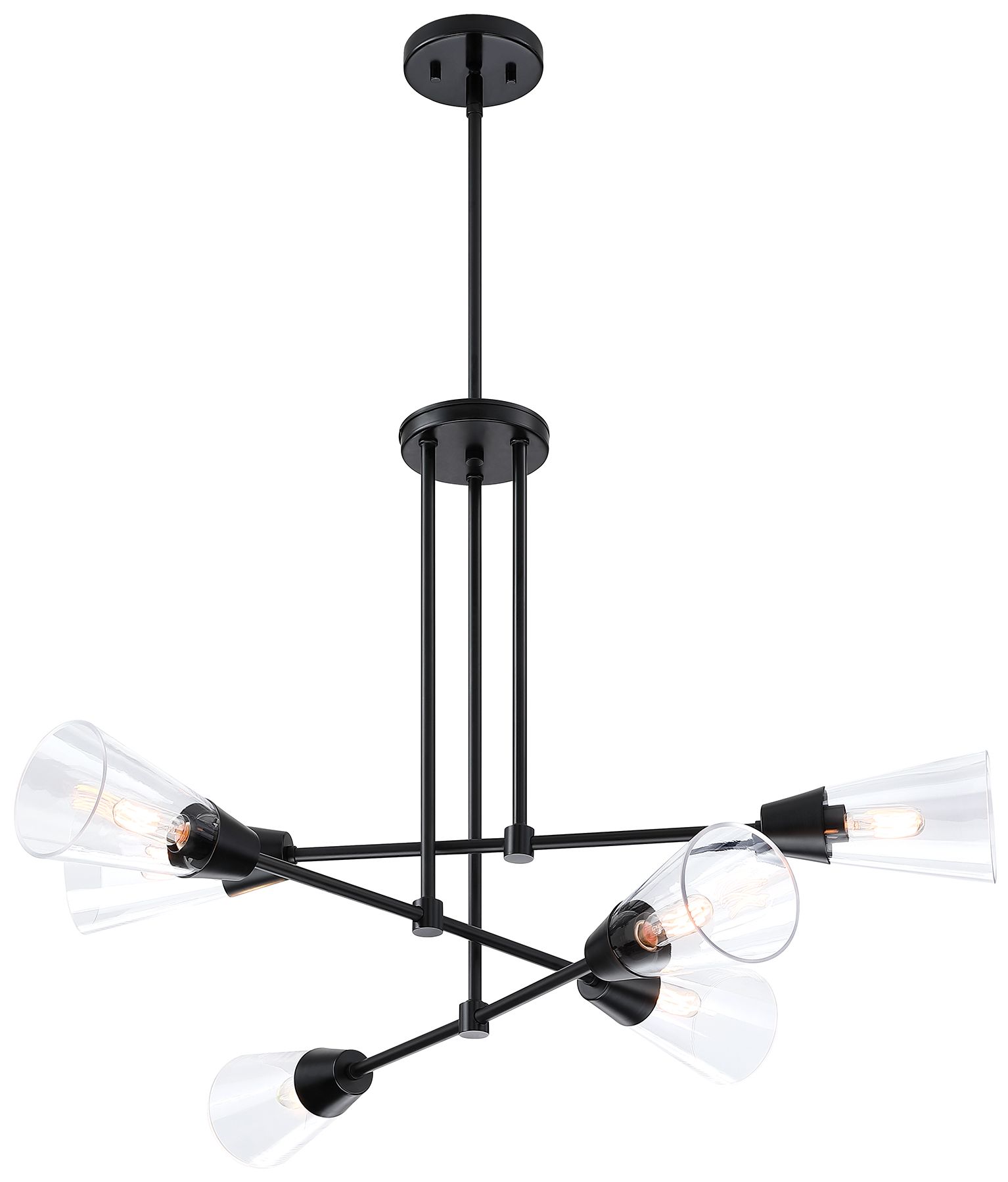 Image 7 Norro 33.5 in. 6-Light Matte Black Modern Pendant Light more views