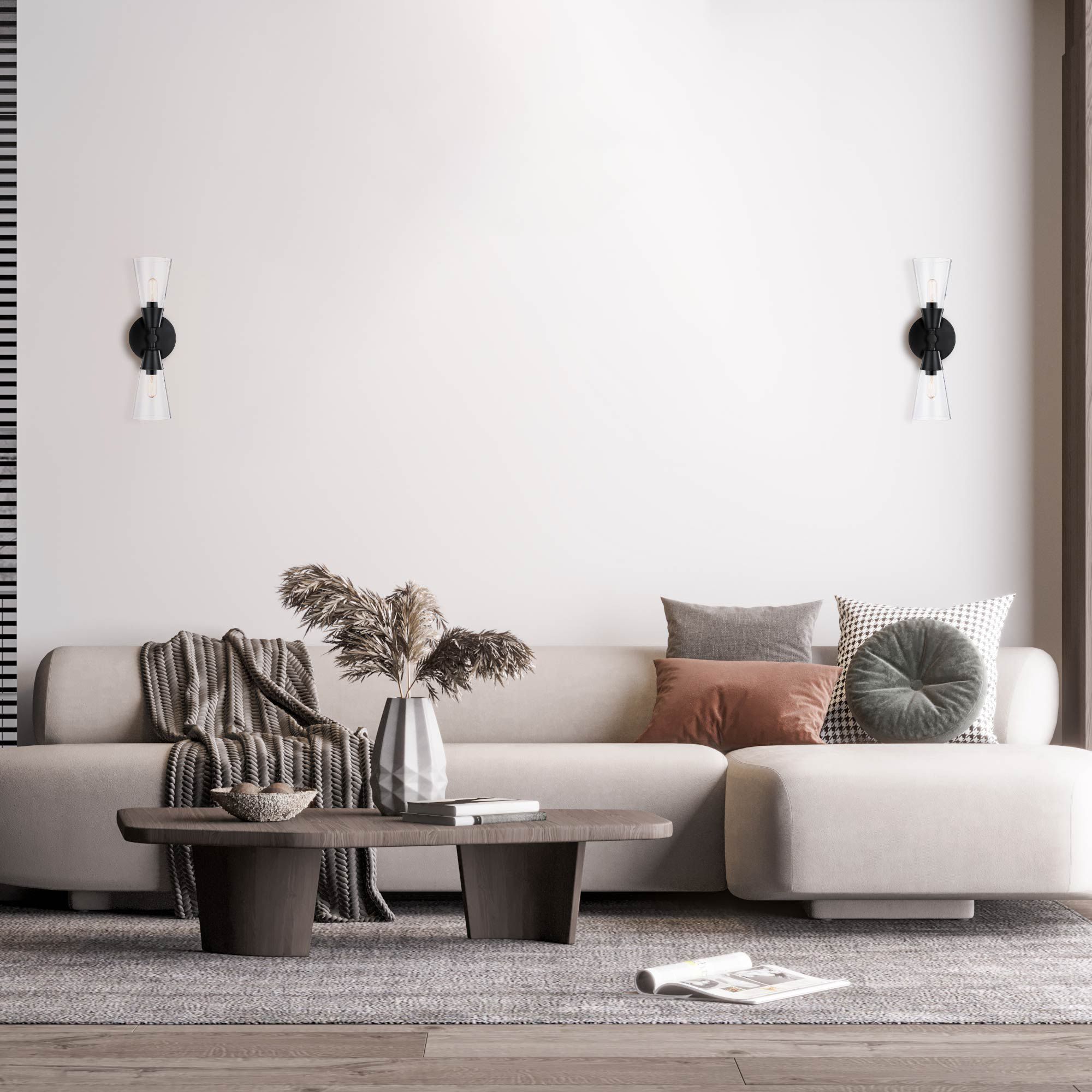 Image 4 Norro 5.25 in. 2-Light Matte Black Modern Wall Sconce Light more views