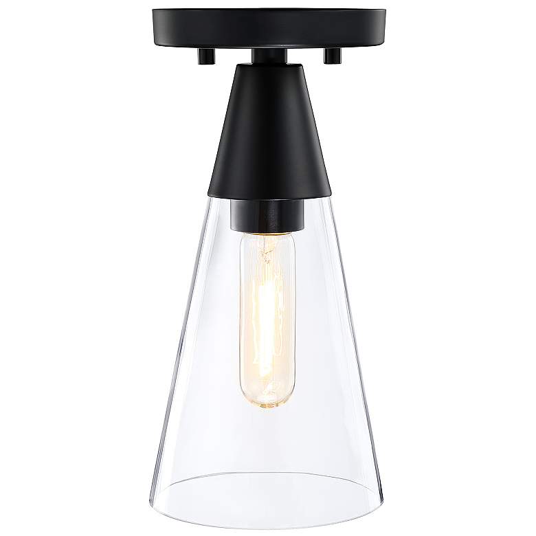 Image 1 Norro 5.5 in. 1-Light Matte Black Modern Flush Mount Light