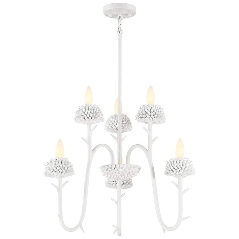 Image 1 North Fork 24" Wide Sand White 6-Light Chandelier