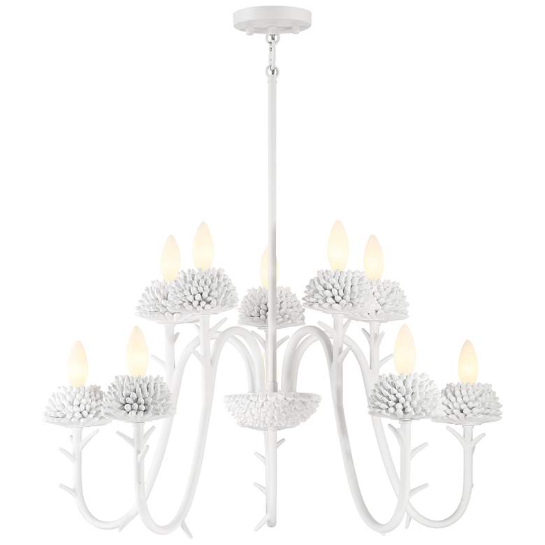 Image 1 North Fork 30" Wide Sand White 2-Tier 10-Light Chandelier
